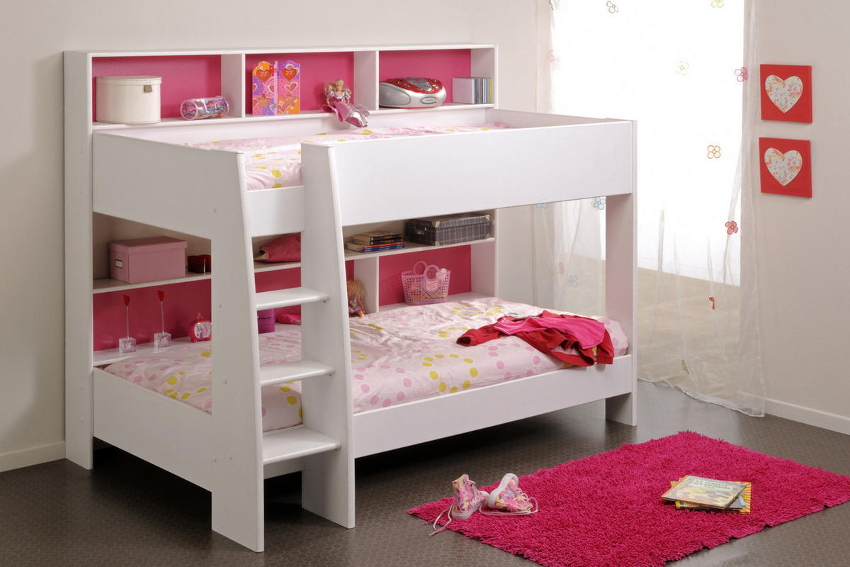 ETAGENBETT Jugendzimmer 2x Bett 90 x 200 cm Lattenrost - Weiß, Holzwerkstoff (90/200cm) - Parisot Meuble