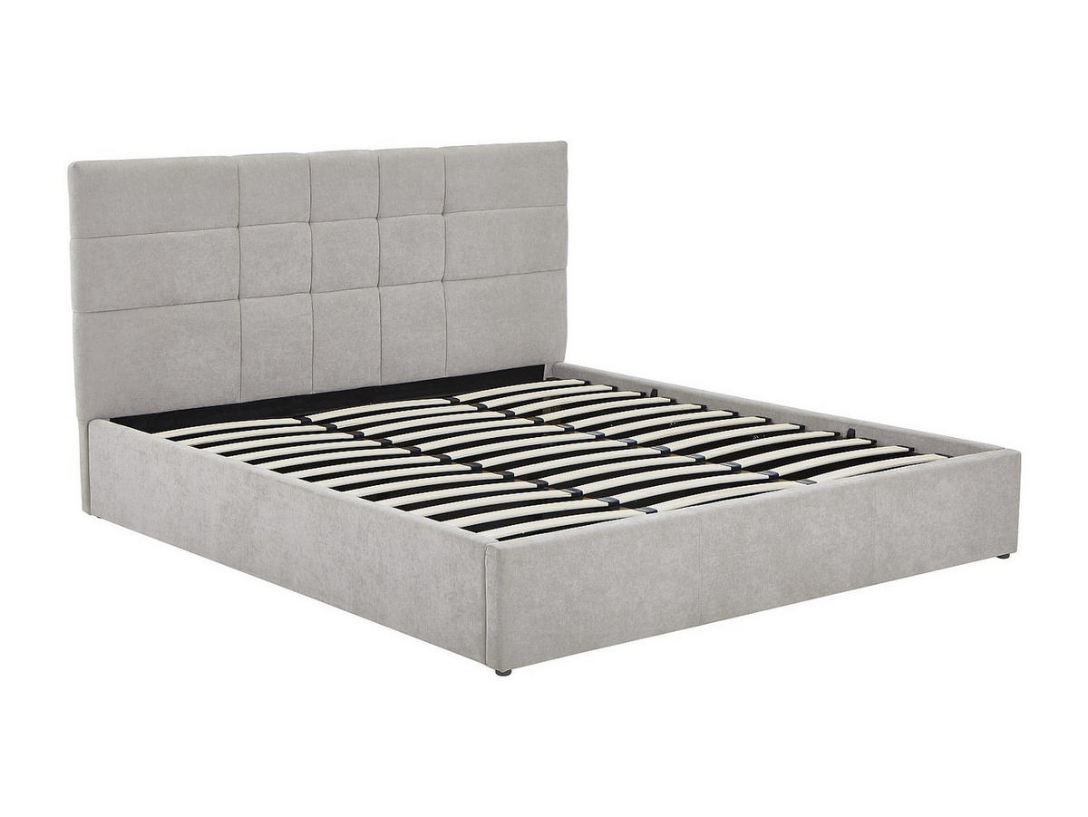 BETT mit Bettkasten - 2 Personen - stoff - hellgrau Hopeya - Hellgrau, Textil (200/200cm) - Vente-Unique