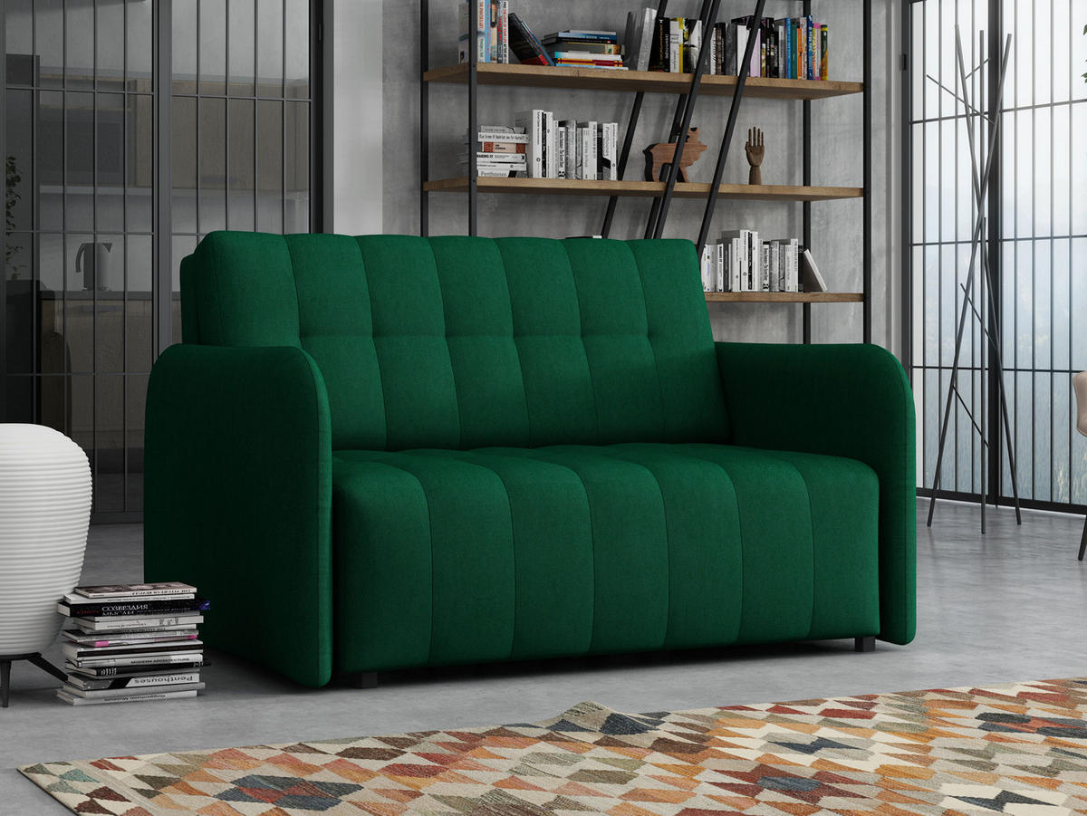 SCHLAFSOFA Viva Grand II - Smaragdgrün/Schwarz, Holz/Kunststoff (125/85/95cm) - MIRJAN24