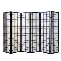 PARAVENT 6-tlg. 264/175 cm Schwarz Shoji - Schwarz, Holz (264/175/2cm) - Homestyle4u