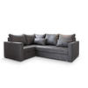 ECKSOFA LIRENO L-S Grau Plüsch-Stoff mit Schlaffunktion - Grau, Holz (220/153cm) - MASSENO