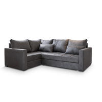 ECKSOFA LIRENO L-S Grau Plüsch-Stoff mit Schlaffunktion - Grau, Holz (220/153cm) - MASSENO