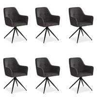 ARMLEHNENSTUHL 6 Stück in grau drehbar Cord - Schwarz/Grau, Textil/Metall (342/85/59cm) - Homestyle4u