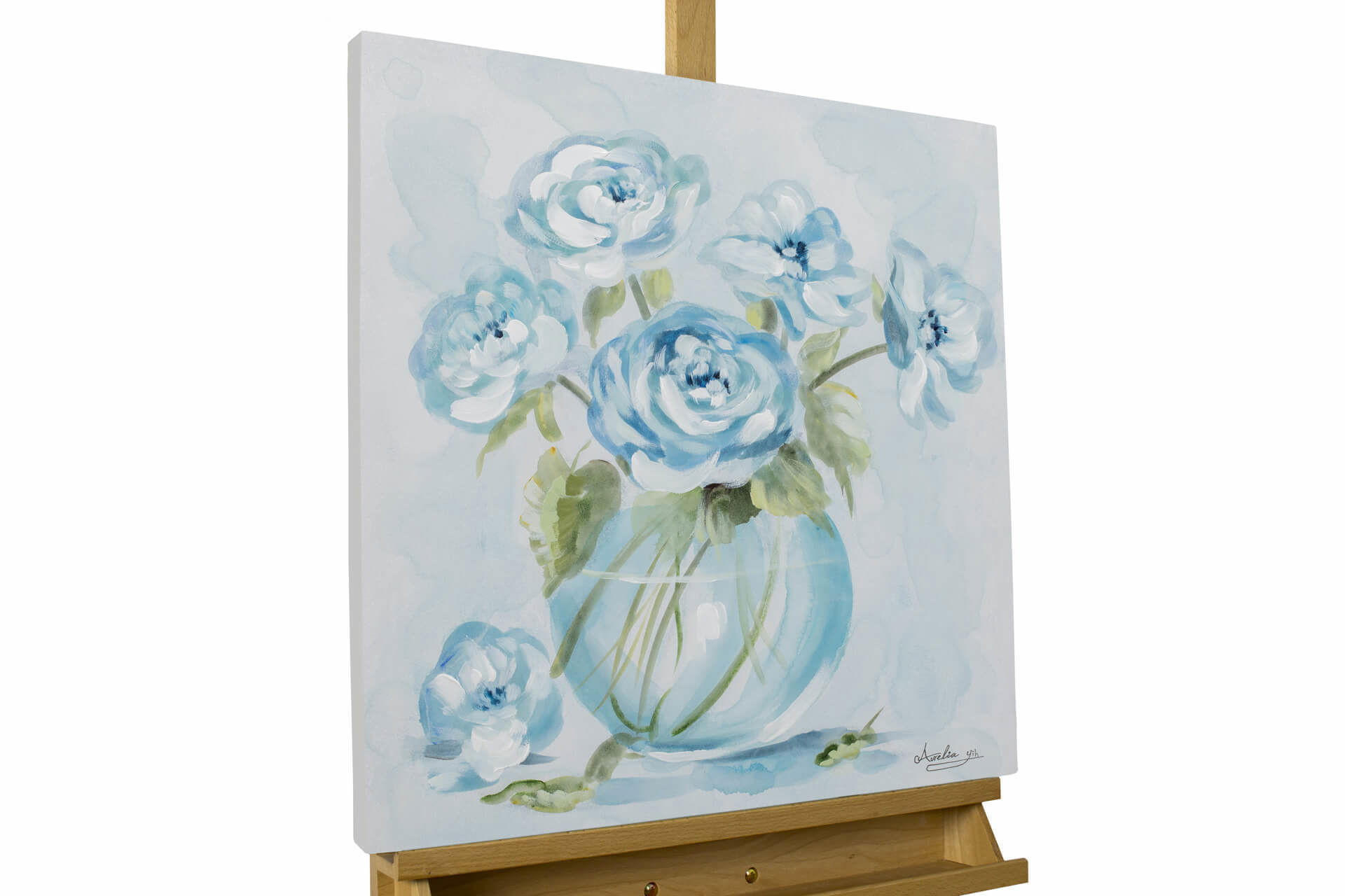 KUNSTLOFT RUČNĚ MALOVANÝ AKRYLOVÝ OBRAZ MODRÝ/BÍLÝ, 60/60 CM