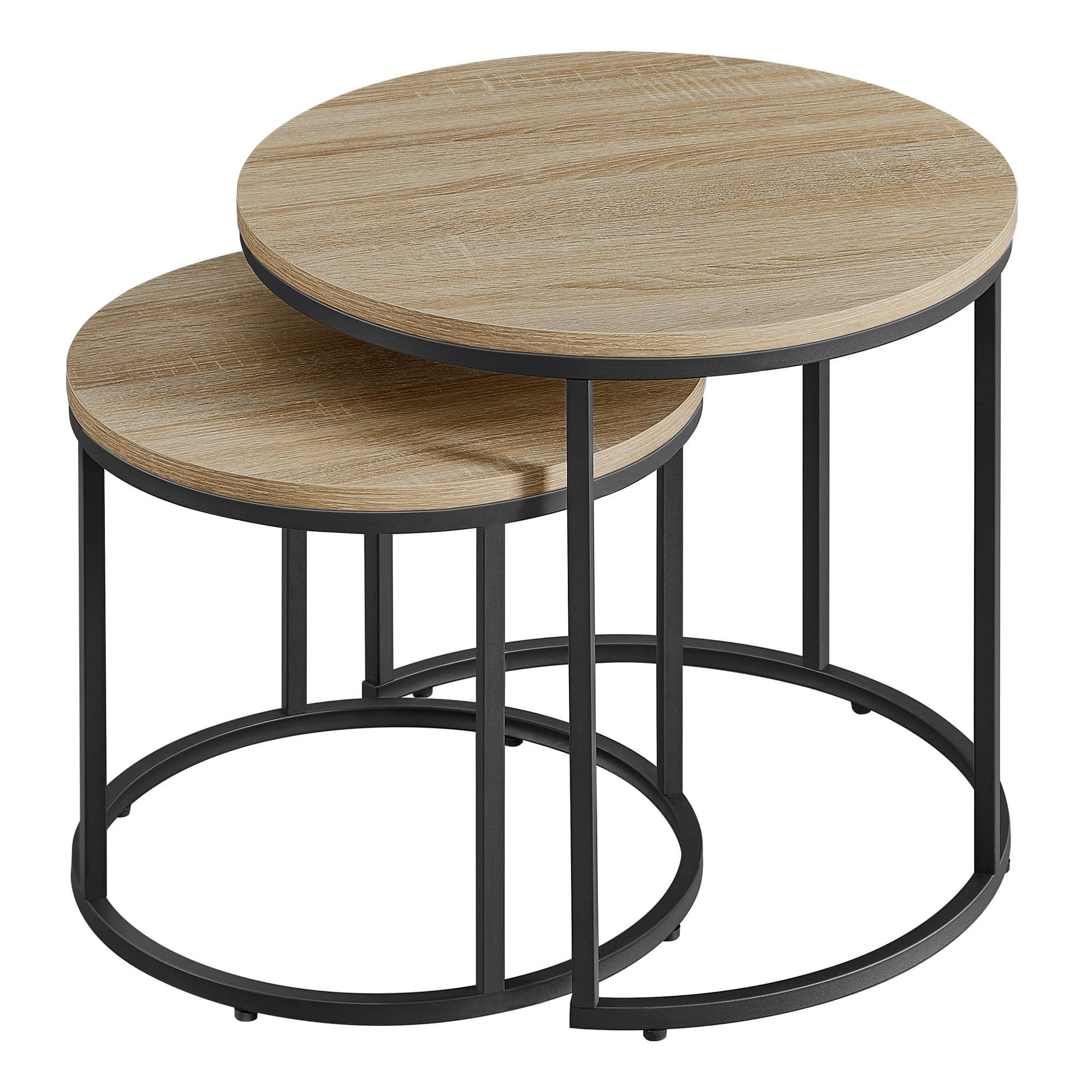 COUCHTISCH 2er Set rund - Sonoma Eiche, Holzwerkstoff/Metall (53/53/45cm) - Mat-Haus