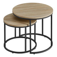 COUCHTISCH 2er Set rund - Sonoma Eiche, Holzwerkstoff/Metall (53/53/45cm) - Mat-Haus