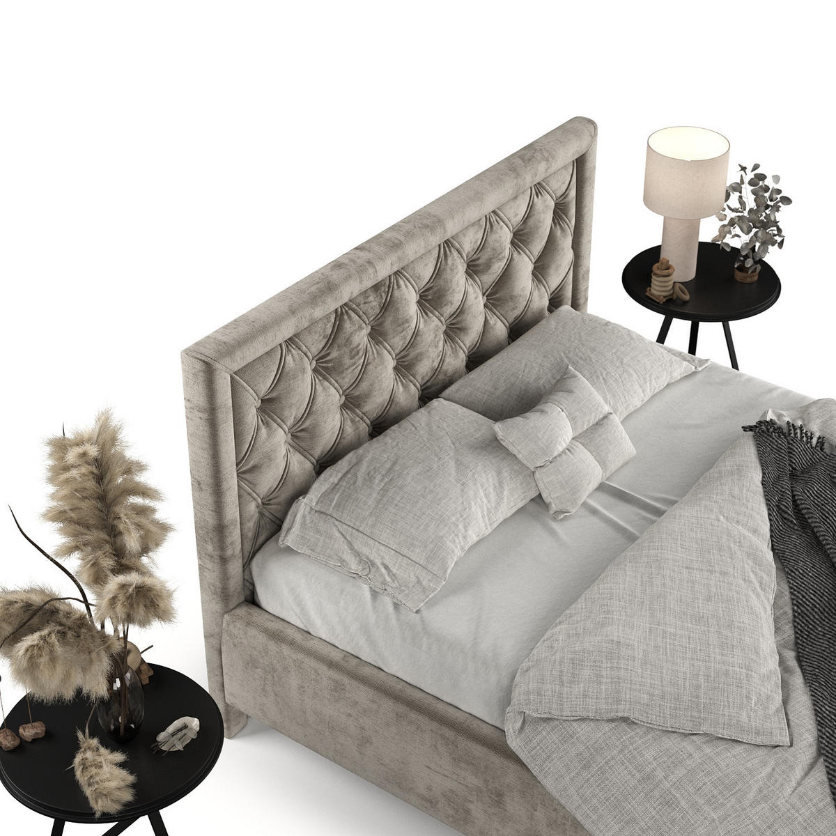 POLSTERBETT Lido 120/200 cm Beige im Lotta Stoff - Beige/Naturfarben, Holz/Holzwerkstoff (120/200cm) - AltaBeds