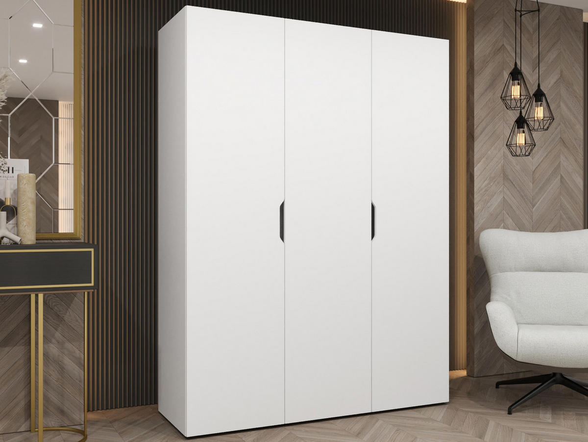 DREHTÜRENSCHRANK Malaga 150 - Weiß, Holzwerkstoff (150/202/52cm) - MIRJAN24