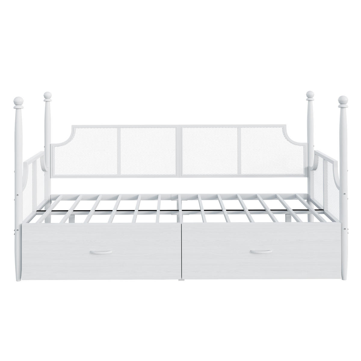 METALLBETT 90/200 cm als Sofabett mit 2 Schubladen im Vintage-Stil, Metall, Weiß - Weiß, Metall (90/200cm) - Redom