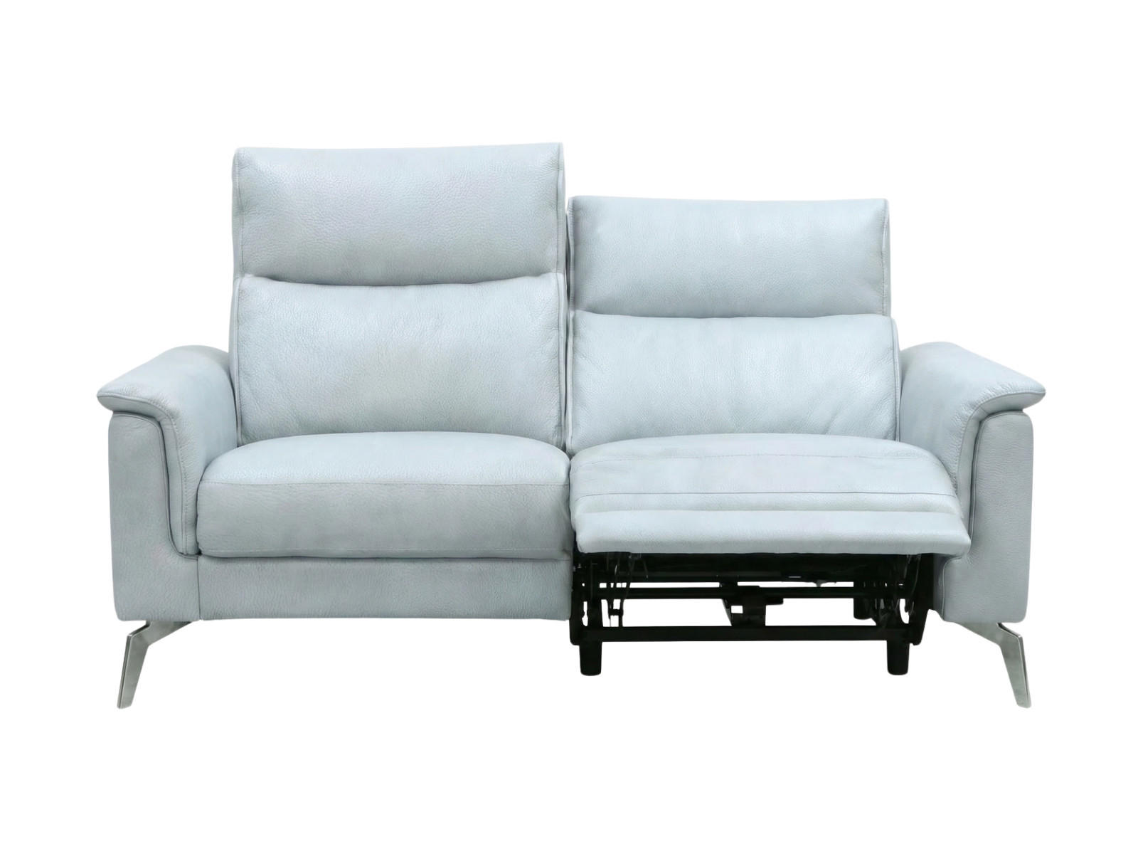 2-SITZER Sofa Borea Echtleder mit 1 x Relaxfunktion Weiß - Weiß, Leder/Metall (176/102/98cm)