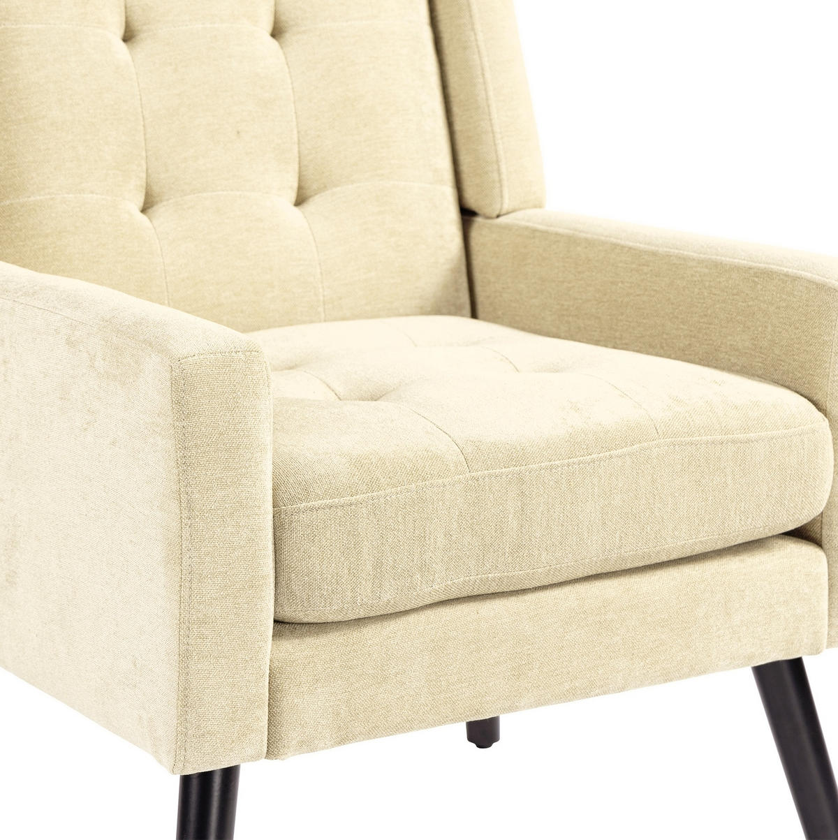 SESSEL Beige mit Tufting und Massivholzbeinen, kompakt und bequem,76/68/88 cm - Beige, Textil (76/88/68cm) - Flora Grace