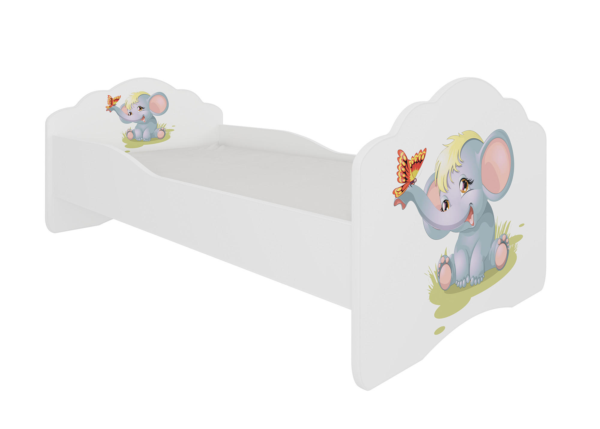 KINDERBETT Casimo weiß / Elefant 88 / 164 / 63cm - Weiß, Holz/Holzwerkstoff (70/140cm) - Feldmann-Wohnen