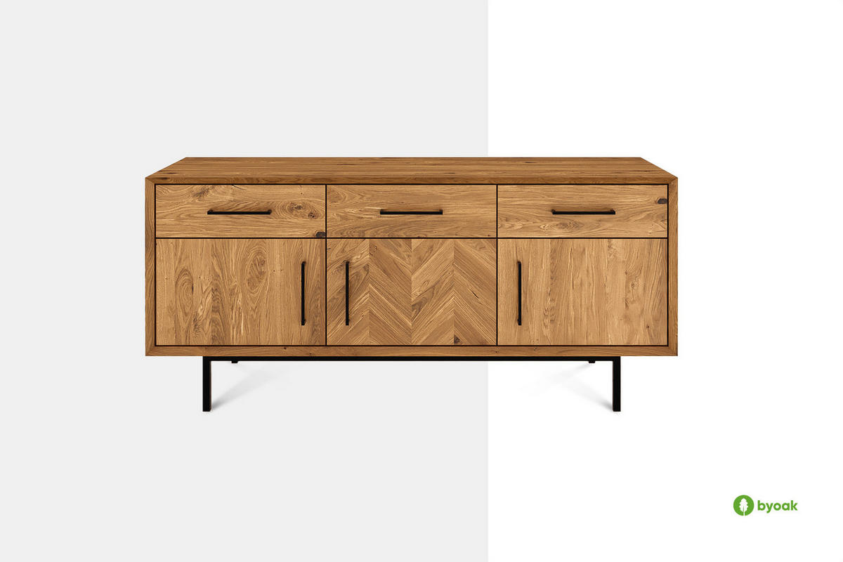 KOMMODE BREIT LEON Kernbuche - Kernbuche, Holz (144/65/45cm) - byoak