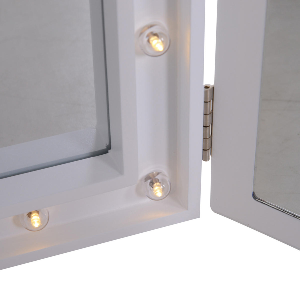 16 LEDs Kosmetikspiegel Schminkspiegel Standspiegel 180° klappbar Batterie - Weiß, Glas (53.5/4.5/73cm) - HOMCOM