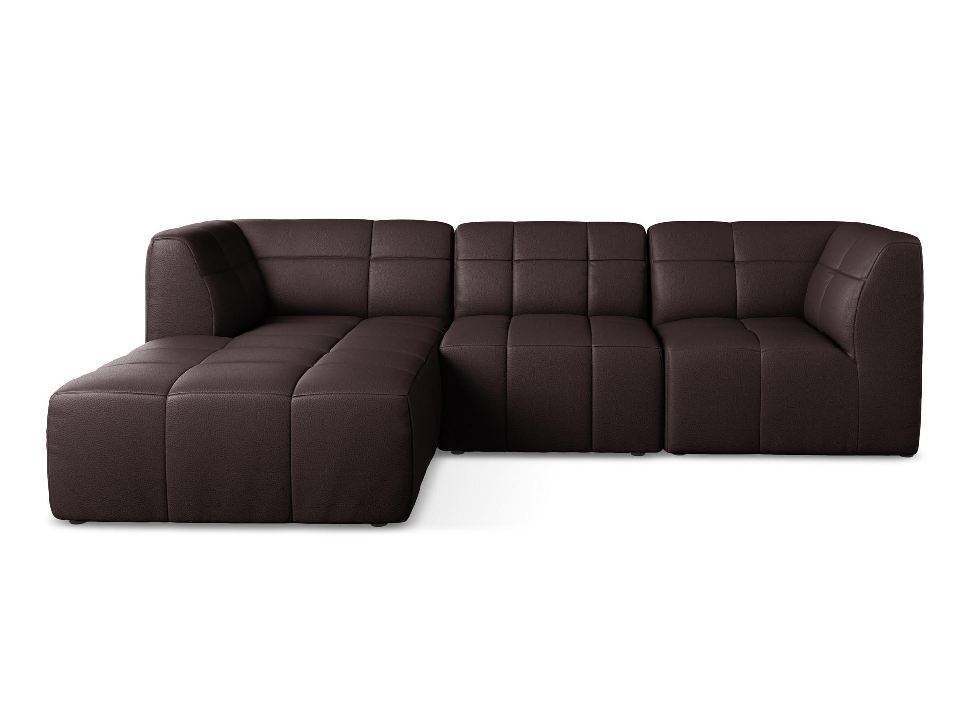 ECKSOFA Links Kunstleder Violett - Pflaume/Schwarz, Holzwerkstoff/Kunststoff (266/175cm) - Makamii