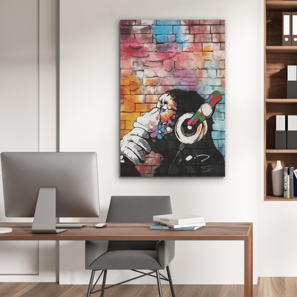 AKUSTIKPANEEL Affe - Graffiti - Musik 70x100 cm - Multicolor, Textil (70/0.9/100cm) - MuchoWow