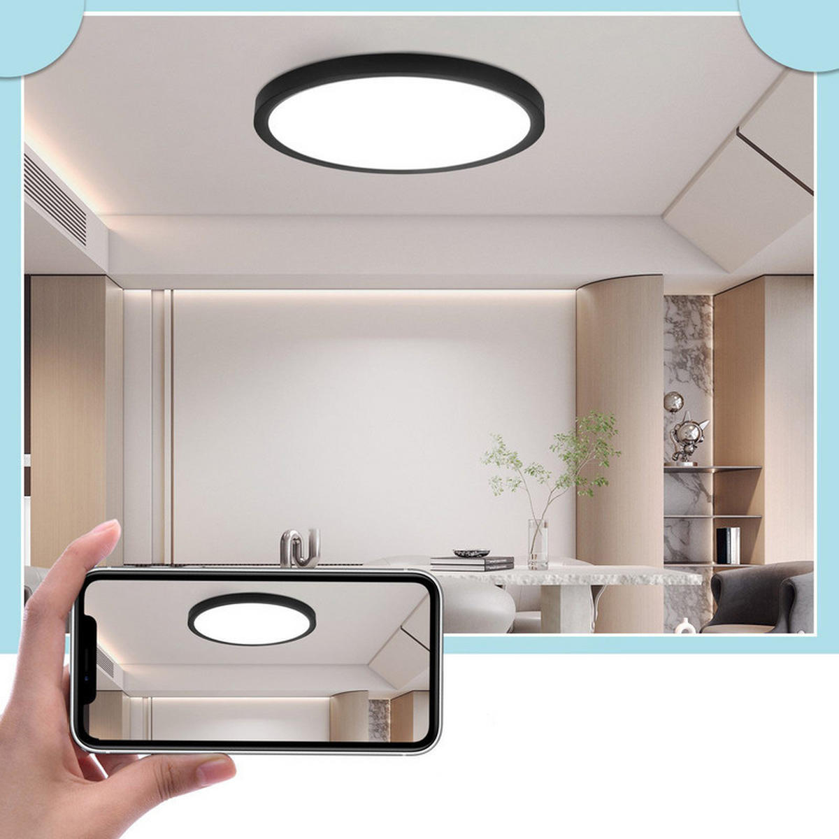 DECKENLEUCHTE Evangeline 30/30/2.4 cm - Schwarz, Kunststoff (30/30/2.4cm) - ZMH