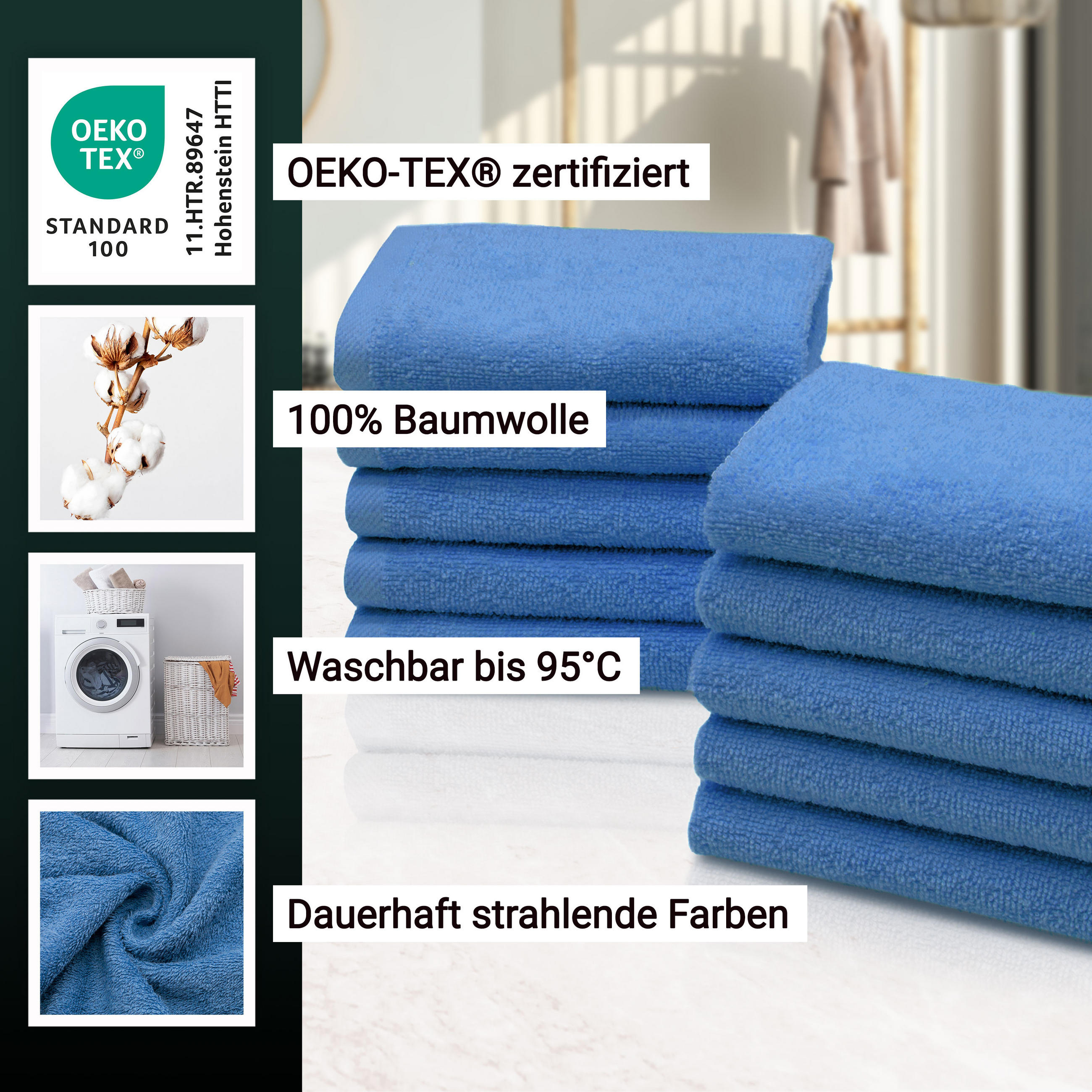 SEIFTÜCHER, 10er-Set, 30x30 cm, 100% Baumwolle, Blau - Dunkelblau, Textil (30/30cm) - Zollner