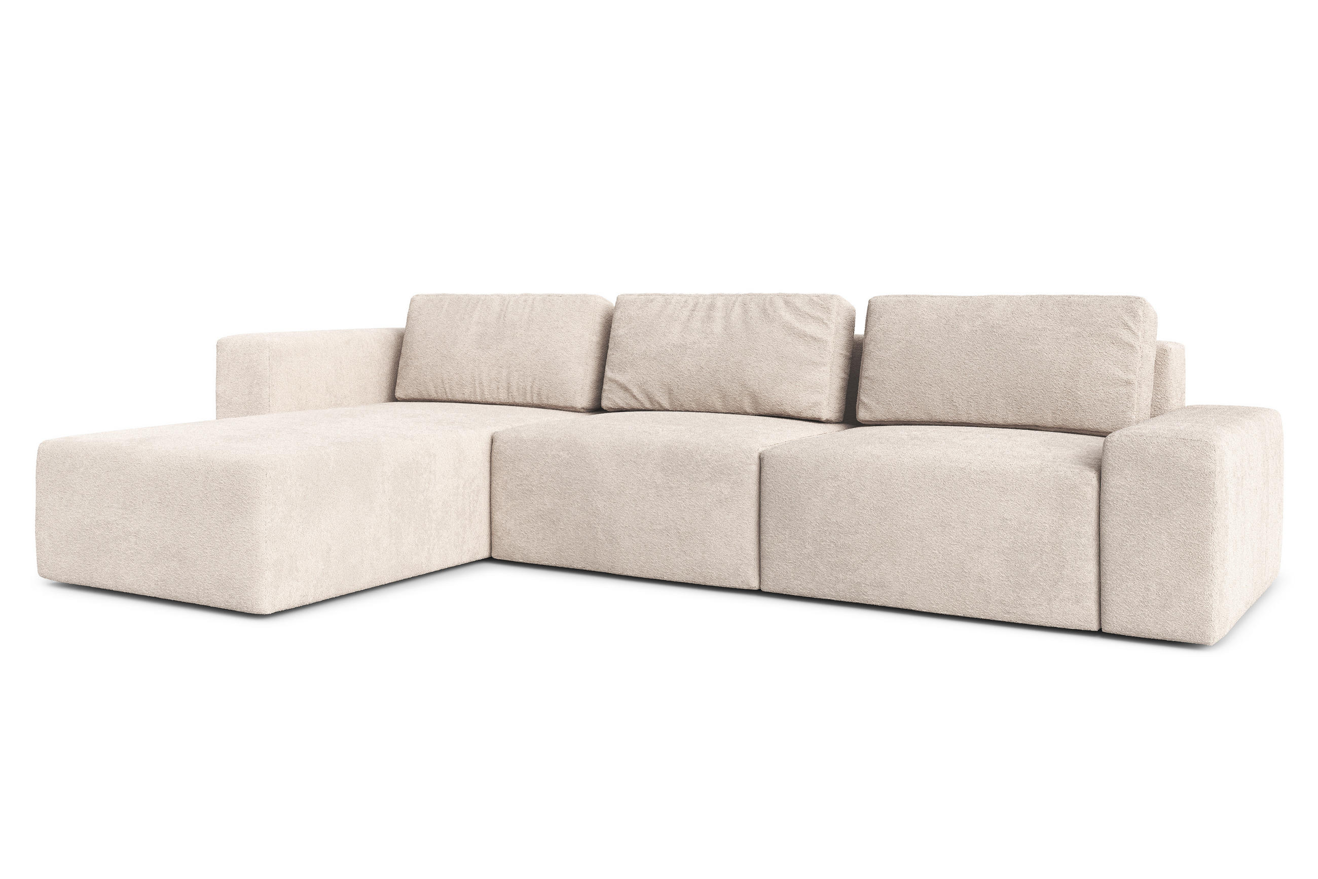 ECKSOFA L Form Arkleton Beige 360/180/93 cm Links mit Schlaffunktion - Beige/Schwarz, Kunststoff/Textil (180/360cm) - AX Living
