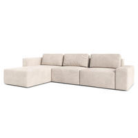 ECKSOFA L Form Arkleton Beige 360/180/93 cm Links mit Schlaffunktion - Beige/Schwarz, Kunststoff/Textil (180/360cm) - AX Living
