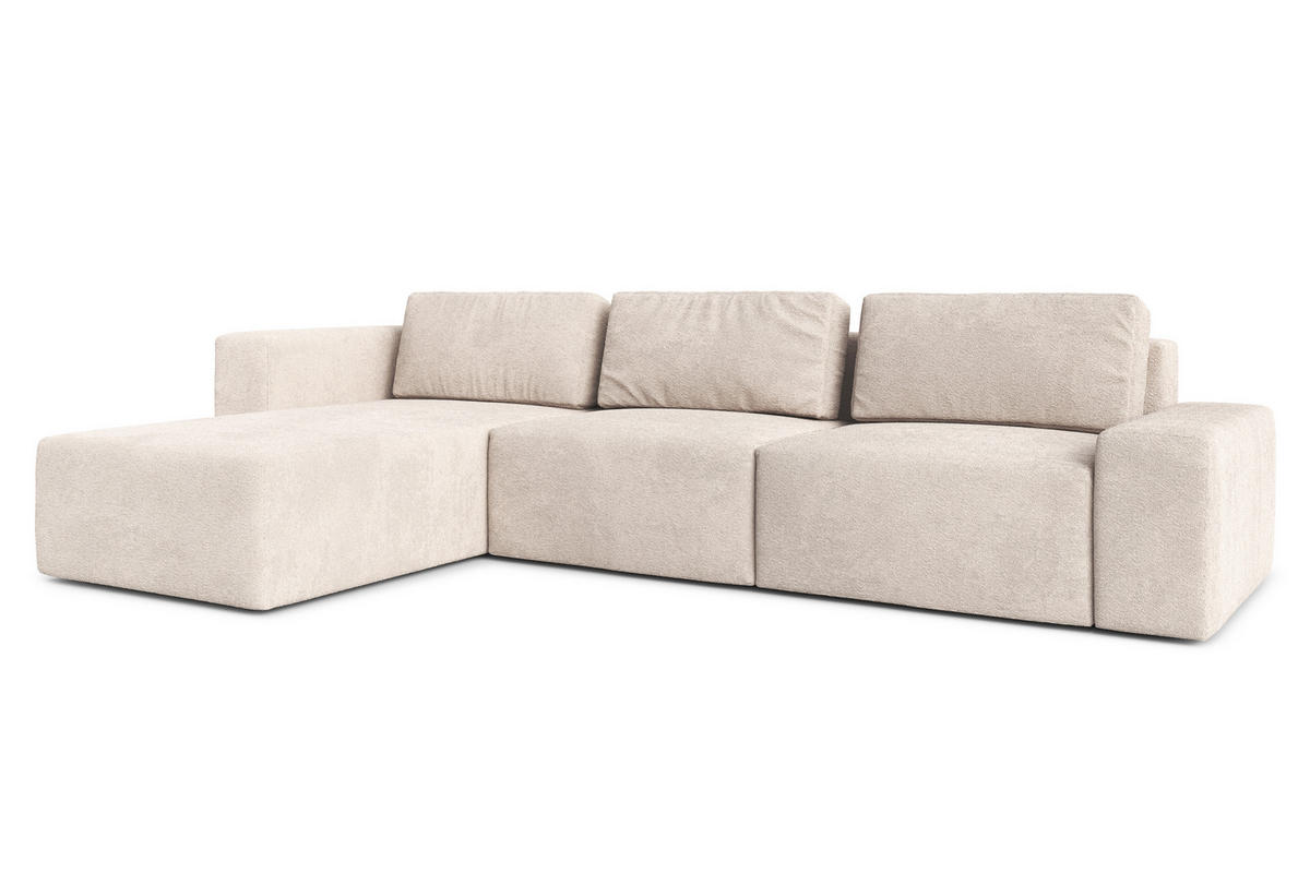 ECKSOFA L Form Arkleton Beige 360/180/93 cm Links mit Schlaffunktion - Beige/Schwarz, Kunststoff/Textil (180/360cm) - AX Living