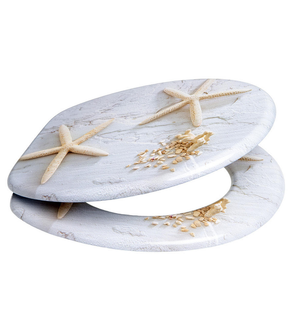 WC-SITZ Seesterne - Grau, Holzwerkstoff (38/6/47cm) - Sanilo