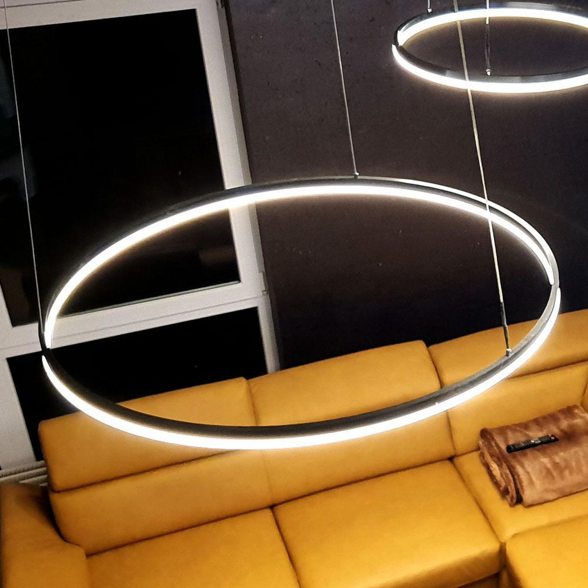 LED-HÄNGELAMPE Ring Schwarz Ø 120cm - Schwarz, Metall (120/1.3/3.3cm) - s.luce