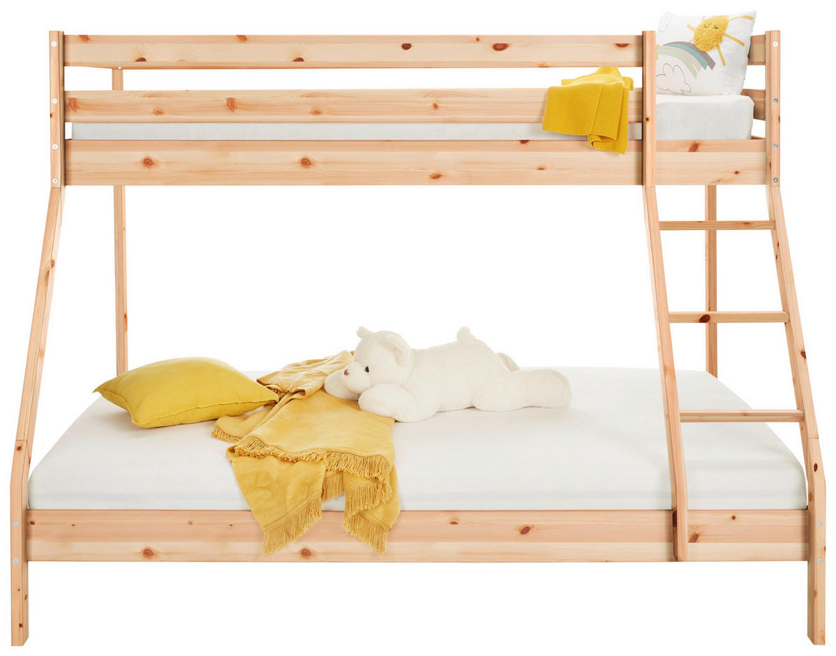 ETAGENBETT Denis Naturfarben ca. 90 / 200 / 140 / 200 cm - Naturfarben, Holzwerkstoff - Zandiara