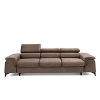 3-SITZER Sofa PLAZA mit Schlaffunktion 127x195 Velours Braun - Schwarz/Braun, Holz/Textil (260/90/100cm) - Muffo