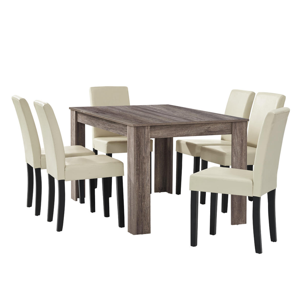 TISCHGRUPPE Forssa - Dunkelbraun/Creme, Holz/Holzwerkstoff (140/77/90cm) - [en.casa]