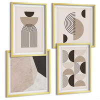 BILDER SET 4er Set - 50x50 cm & 40x60 cm Goldrahmen - Abstrakte geometrische Muster - Goldfarben, Kunststoff (50/50cm) - TULUP
