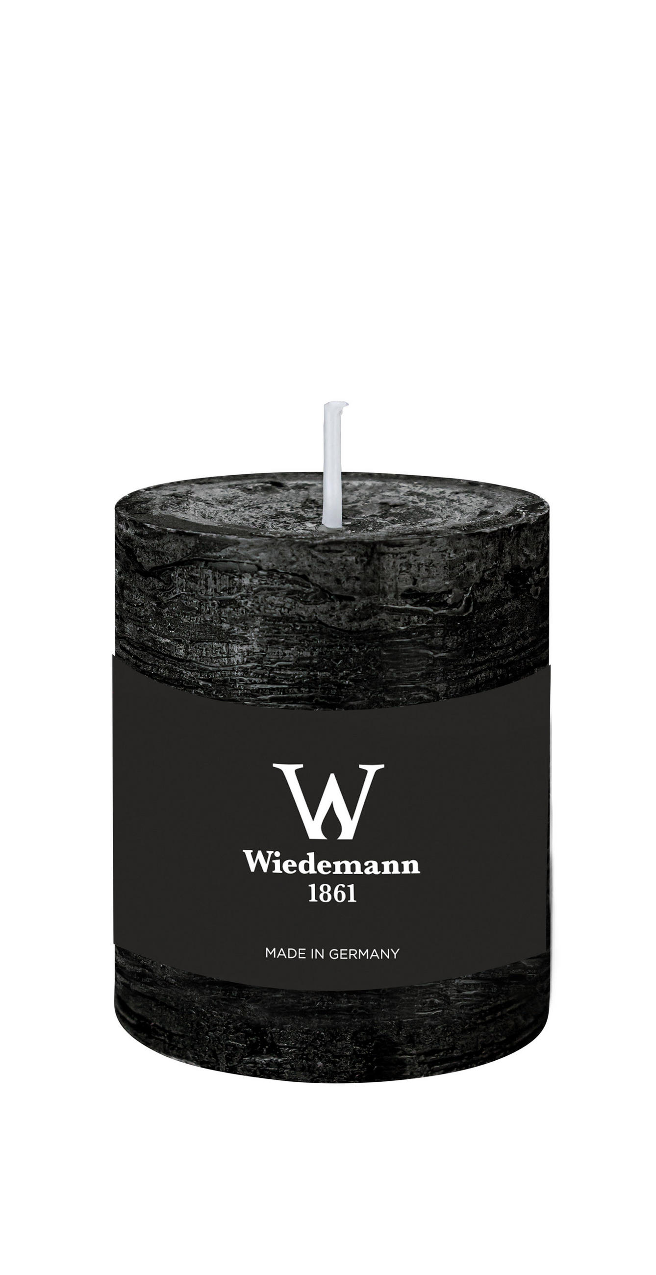 STUMPENKERZE Rustik Marble Style Schwarz 80 x Ø 68 mm, 1 Stück - Schwarz, Paraffin (7/8cm) - Wiedemann Kerzen
