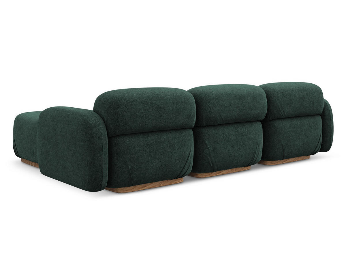 ECKSOFA Beidseitig Bouclé Stoff Grün - Dunkelgrün/Braun, Holz/Textil (270/190cm) - Makamii