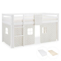 HOCHBETT 90/200 cm mit Lattenrost und Matratze Sterne - Weiß, Holz (90/200cm) - Homestyle4u