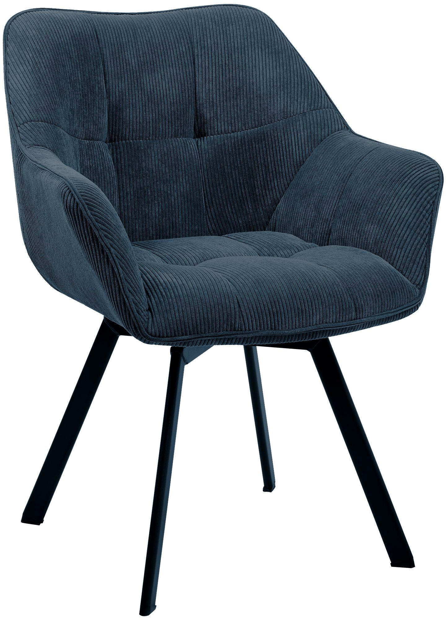 ARMLEHNENSTUHL Cord Blau - Blau/Schwarz, Textil/Metall (60/81/59cm) - CLP