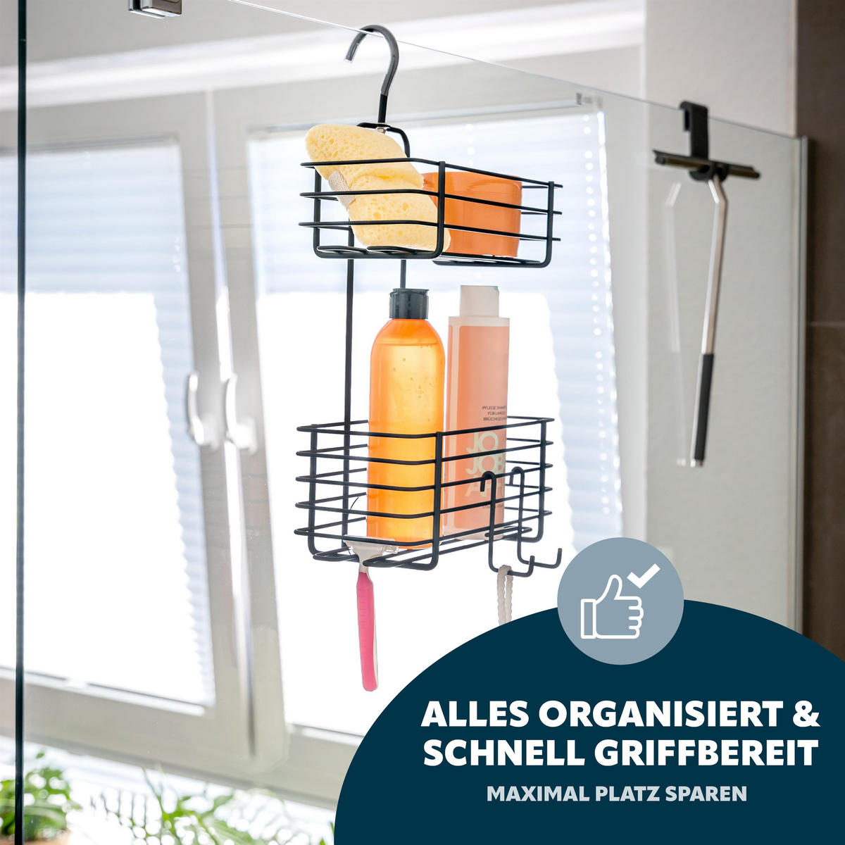 DUSCHREGAL, schwarz - Schwarz, Metall (23/42/10.5cm) - bremermann