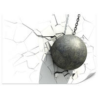 FOTOTAPETE für Büro Metallkugel Riss Weiße Wand 500x350 - Weiß/Grau, Papier (500/350cm) - Muralo