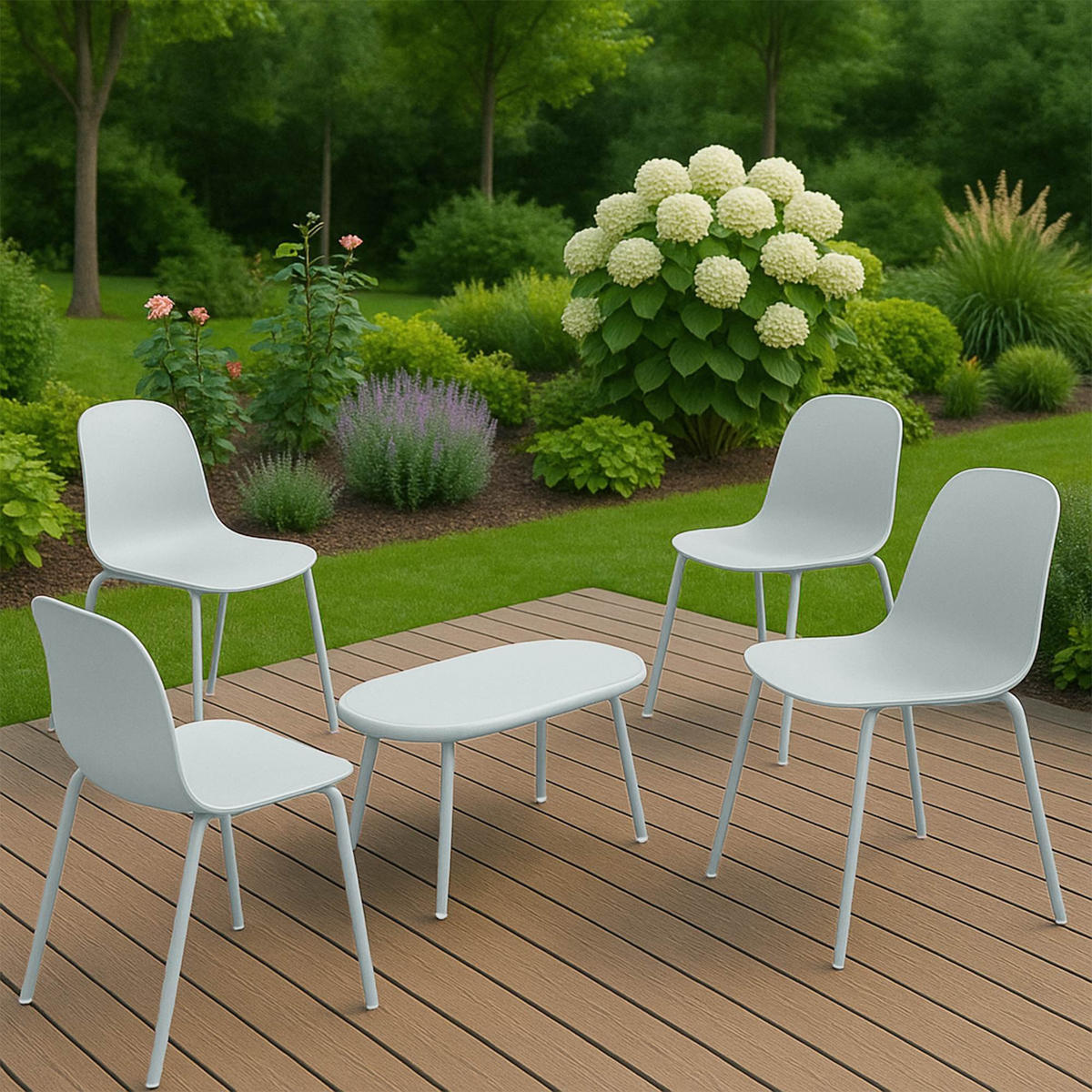 GARTENSITZGRUPPE Kunststoff Türkis (5-teilig) - Türkis, Kunststoff - CLP