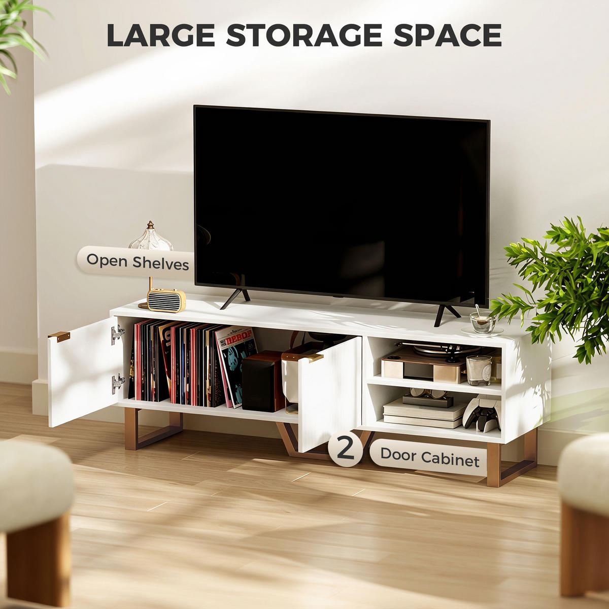 TV-ELEMENT PANG-M4K9B2 - Goldfarben/Ahornfarben, Holz/Metall (39/47/140cm) - PANGIVO