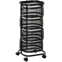 SERVIERWAGEN 33/33/77 cm mit Rollen und 4 Drahtkörben in Schwarz - Schwarz, Metall (33/77/33cm) - BEAOK