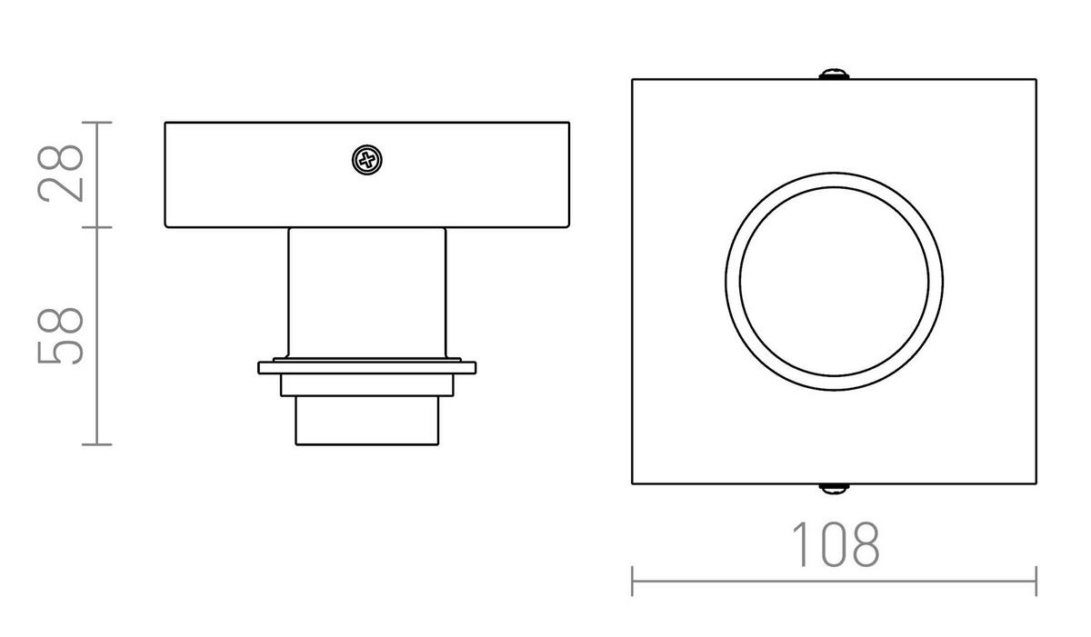 LEUCHTE SOLO SQ Chrom 15 W - Chromfarben, Metall (11/11/8cm) - Rendl