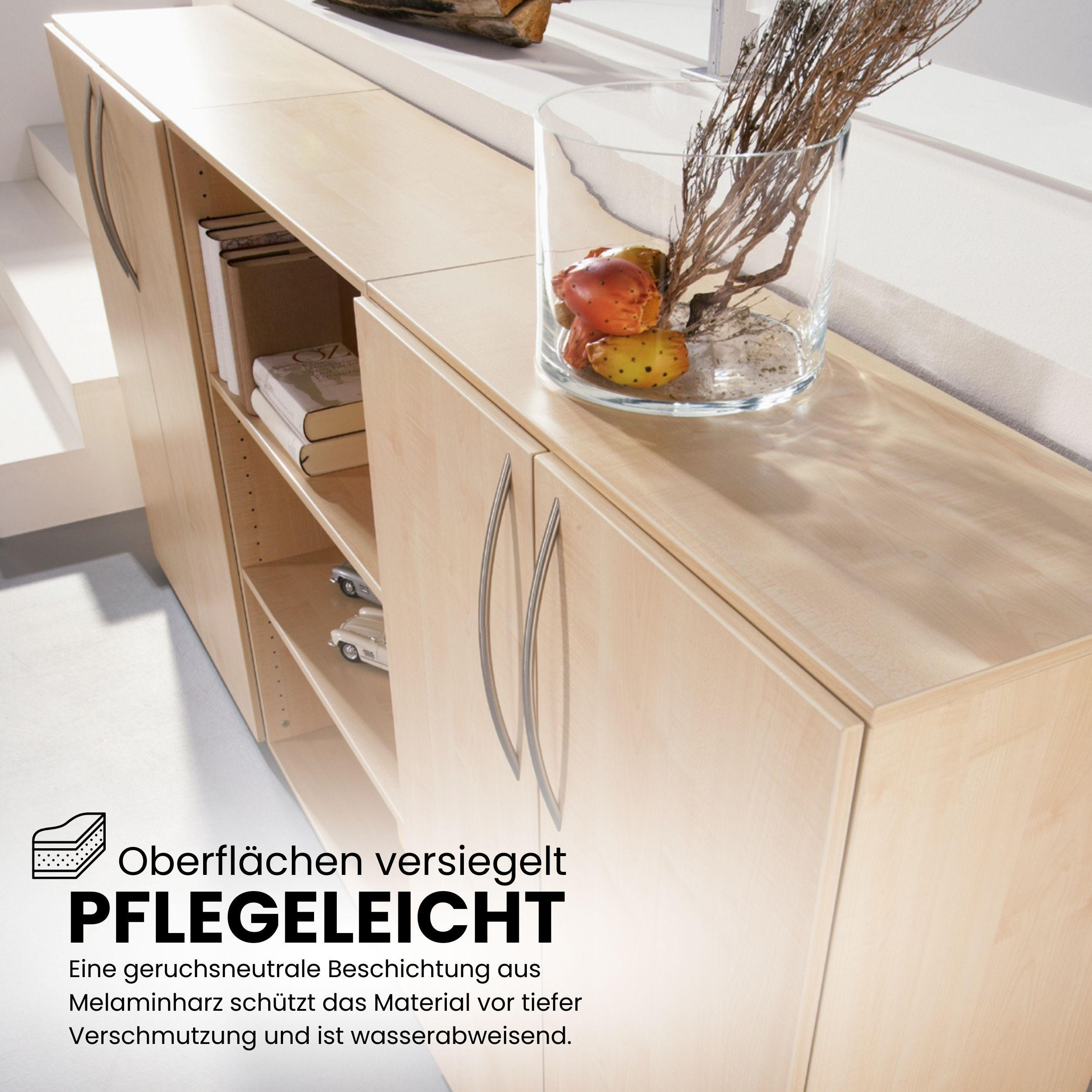 Thumbnail - bümö Aktenschrank, Graphit, Buche, Holzwerkstoff, Nachbildung,Buche, 4 Fächer, Rechteckig, 80x188x35 cm, FSC Mix, Arbeit...