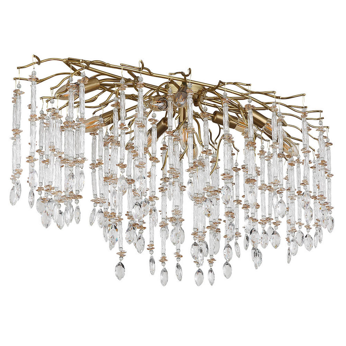 DECKENLEUCHTE Metall gold Glaskristall - Goldfarben, Glas (100/55/48cm) - Globo Lighting
