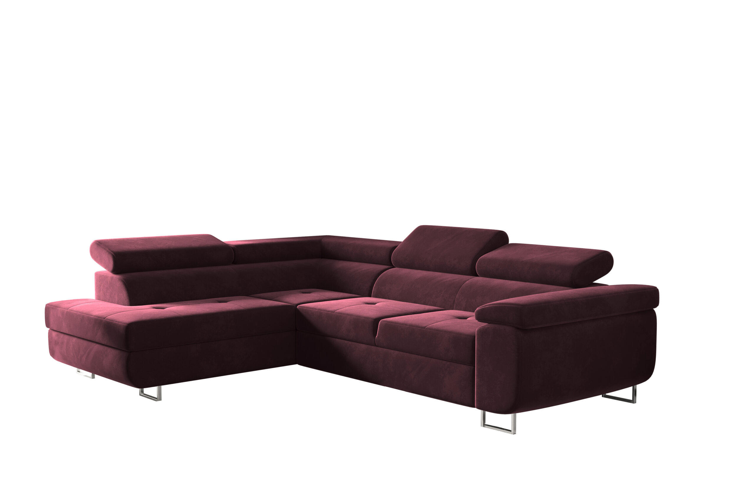 ECKSOFA mit Schlaffunktion und Bettkasten ATOM Rotwein Links - Dunkelrot, Holz/Textil (202/275cm) - Kaiser Möbel
