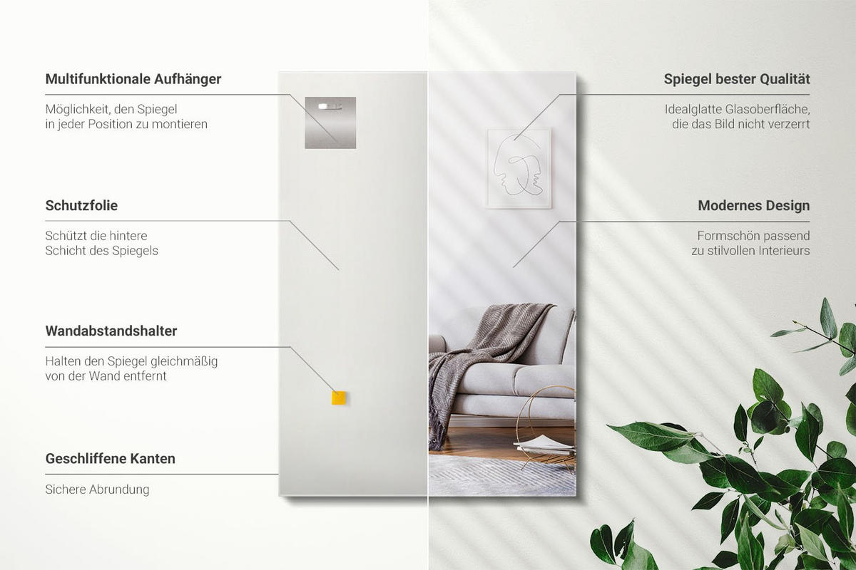 SPIEGEL Rechteckig 100x70 cm - Transparent, Glas (100/70/0.4cm) - Wallfluent