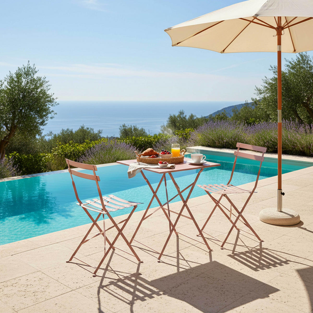 GARTENSET 3-tlg., Puderrosa - Pink, Metall - Oviala