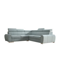 ECKSOFA APOLLO,mit Schlaffunktion und Bettkasten, Farbe: Grau, Velourstoff, Ottomane Rechts - Grau, Textil (255/255cm) - O-Sofa