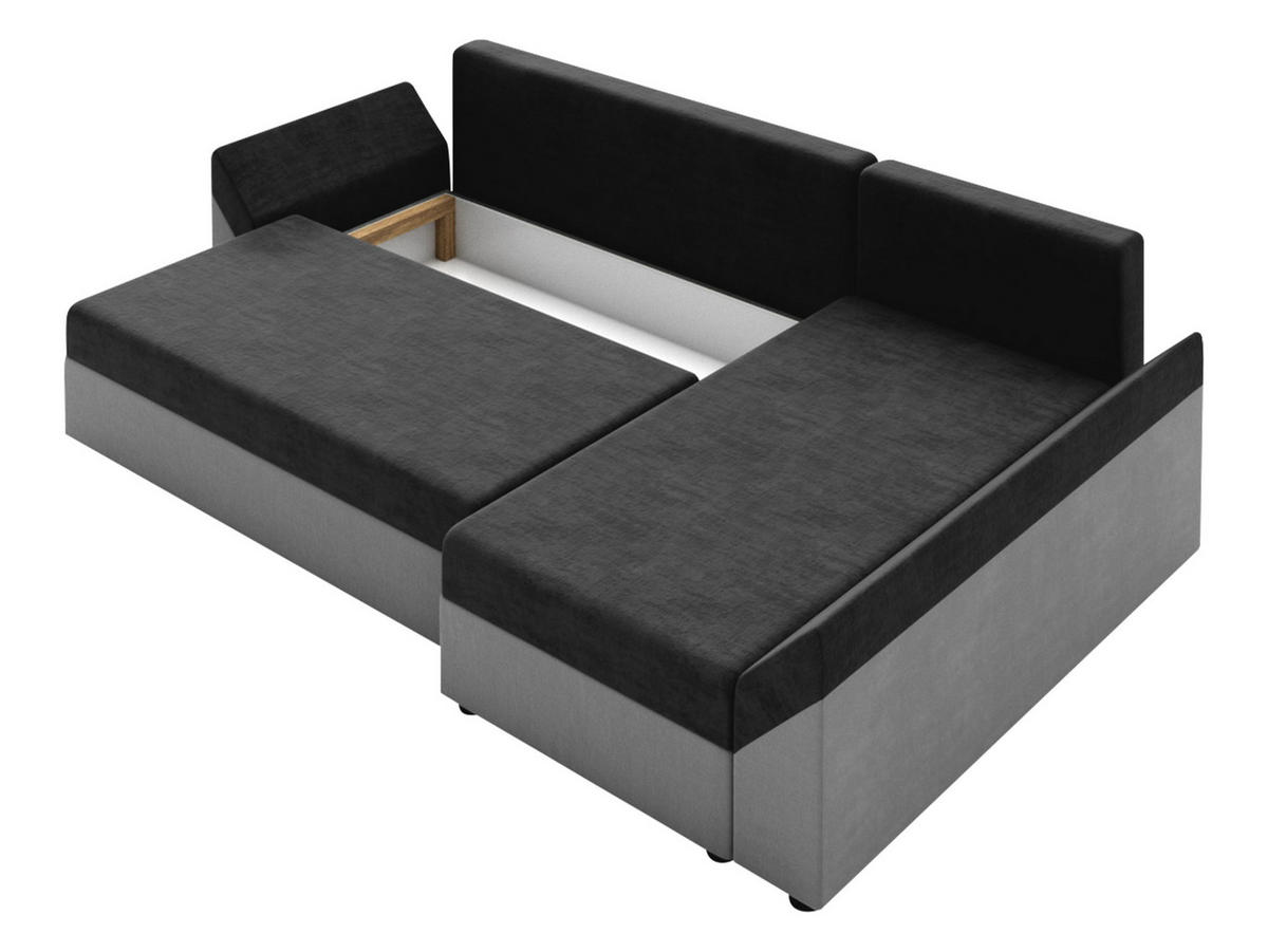 ECKSOFA Dante L Cord - Schwarz/Grau, Holz/Kunststoff (240/140cm) - MIRJAN24