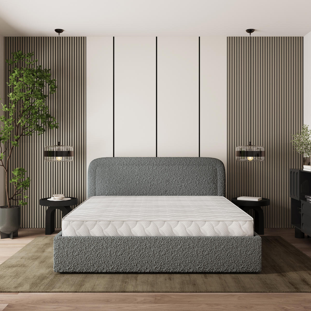 POLSTERBETT BENIRA Q 120x200 cm mit Bettkästen - Grau - Grau, Holz/Textil - MASSENO