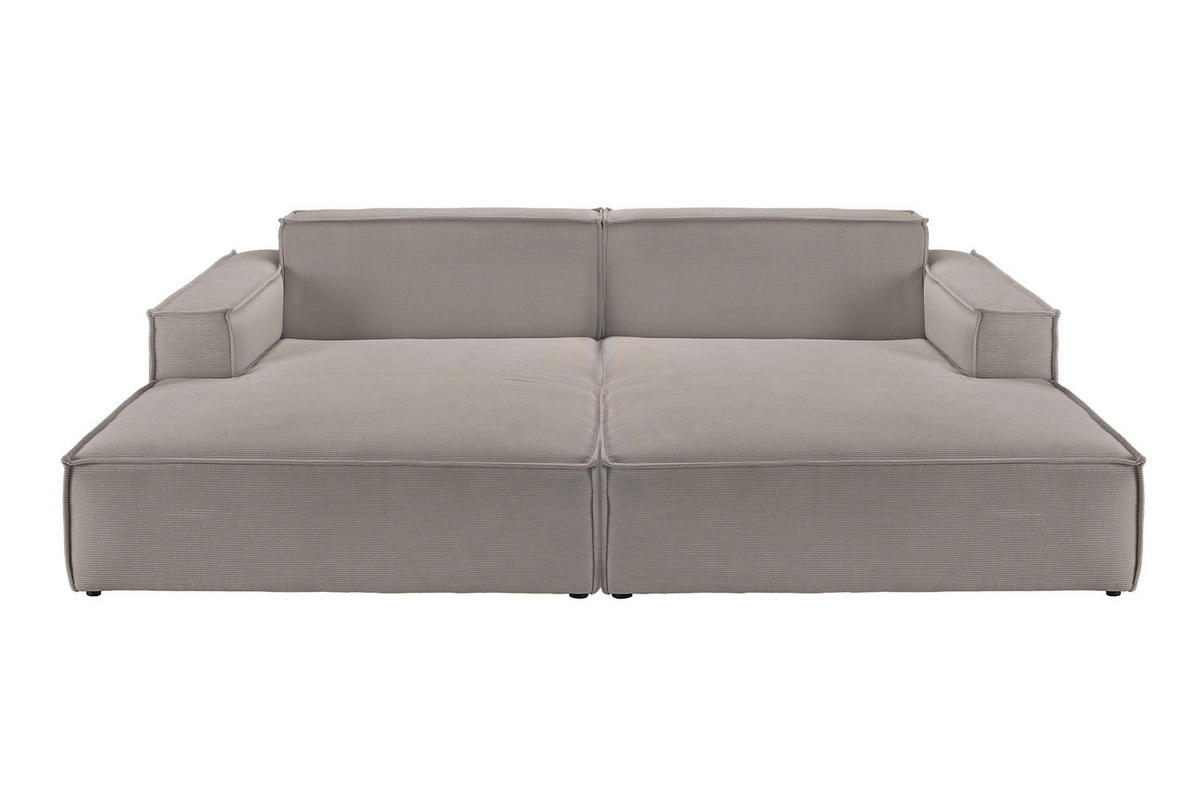 BIG SOFA SAMU Grau Cord - Schwarz/Grau, Textil (256/72/168cm) - KAWOLA